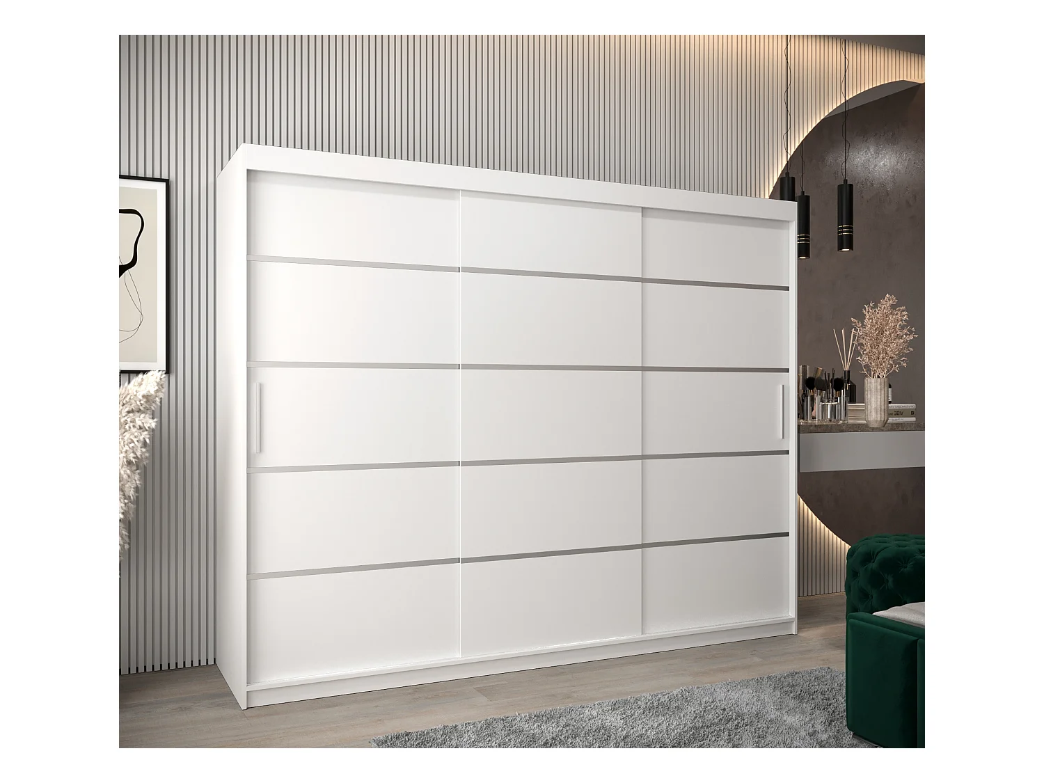 VERONA 1 KLEDINGKAST MET SCHUIFDEUREN 200/250/62 3 deuren (wit/wit)