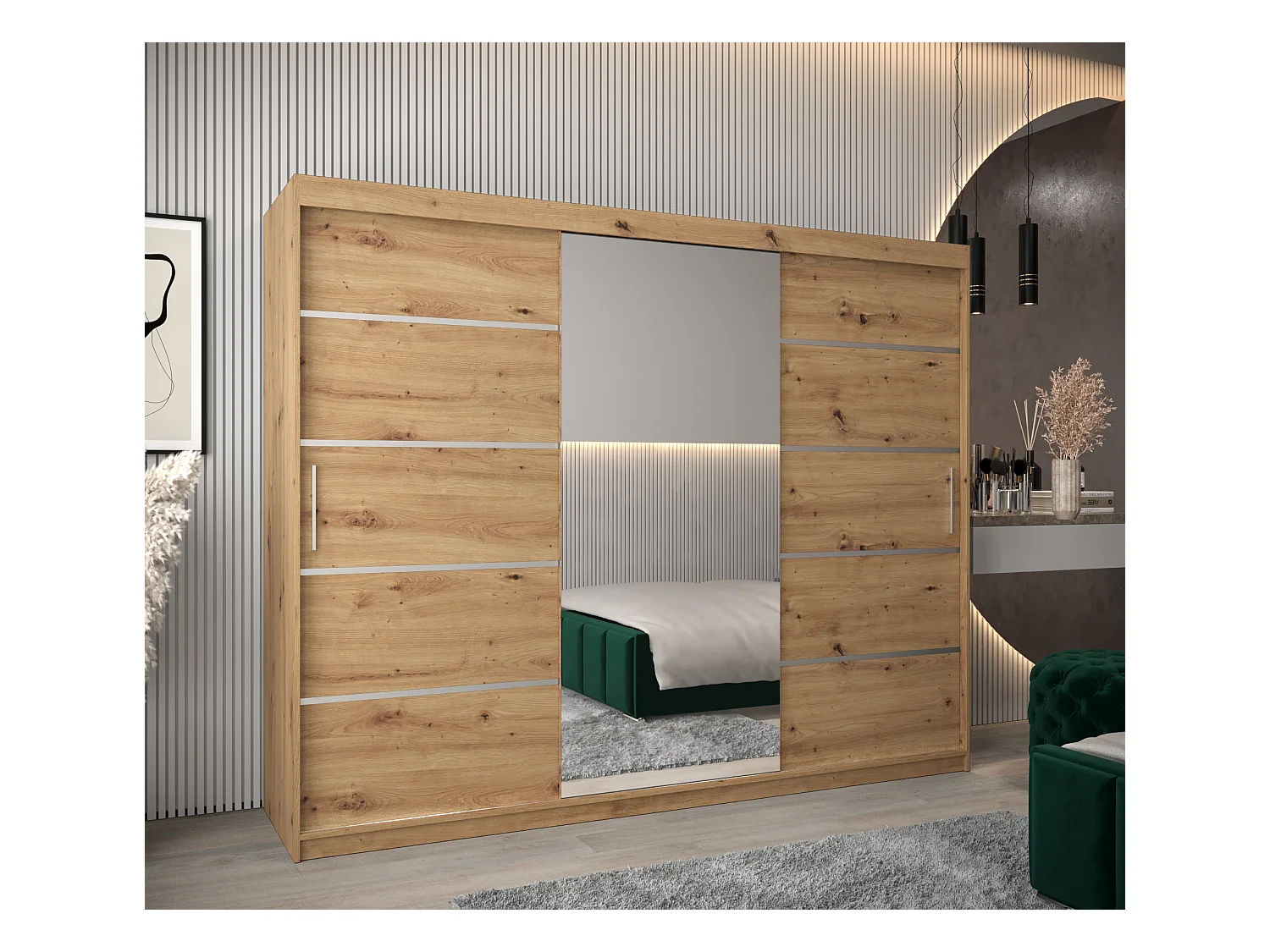 ARMOIRE VERONA 2 À PORTES COULISSANTES 200/250/62 3 Portes (Artisan/Artisan)