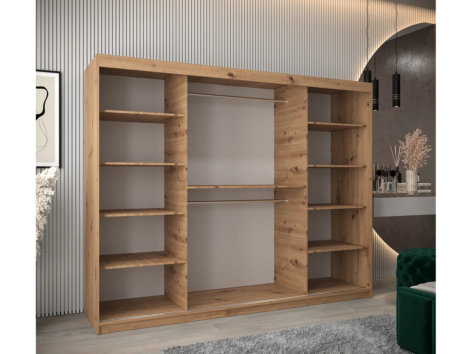 ARMOIRE VERONA 2 À PORTES COULISSANTES 200/250/62 3 Portes (Artisan/Artisan)