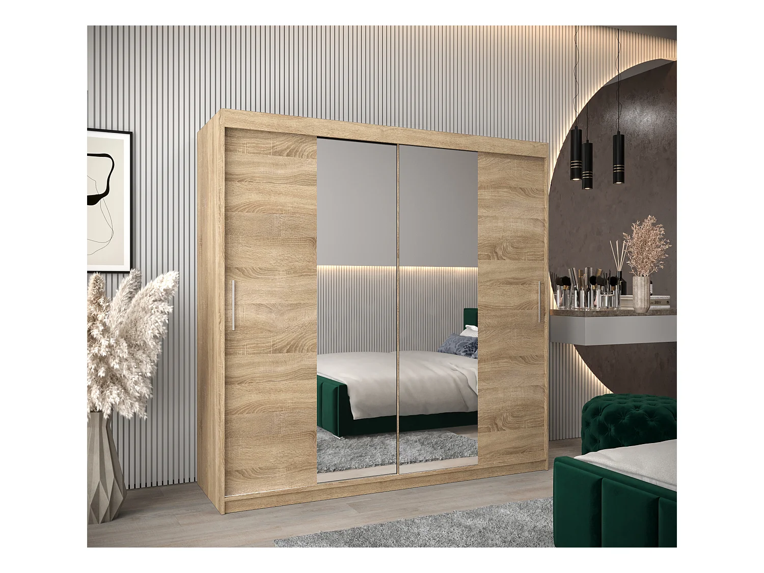 Schwebetürenschrank Tokyo 1 200/200/62 2-Türig (Sonoma)