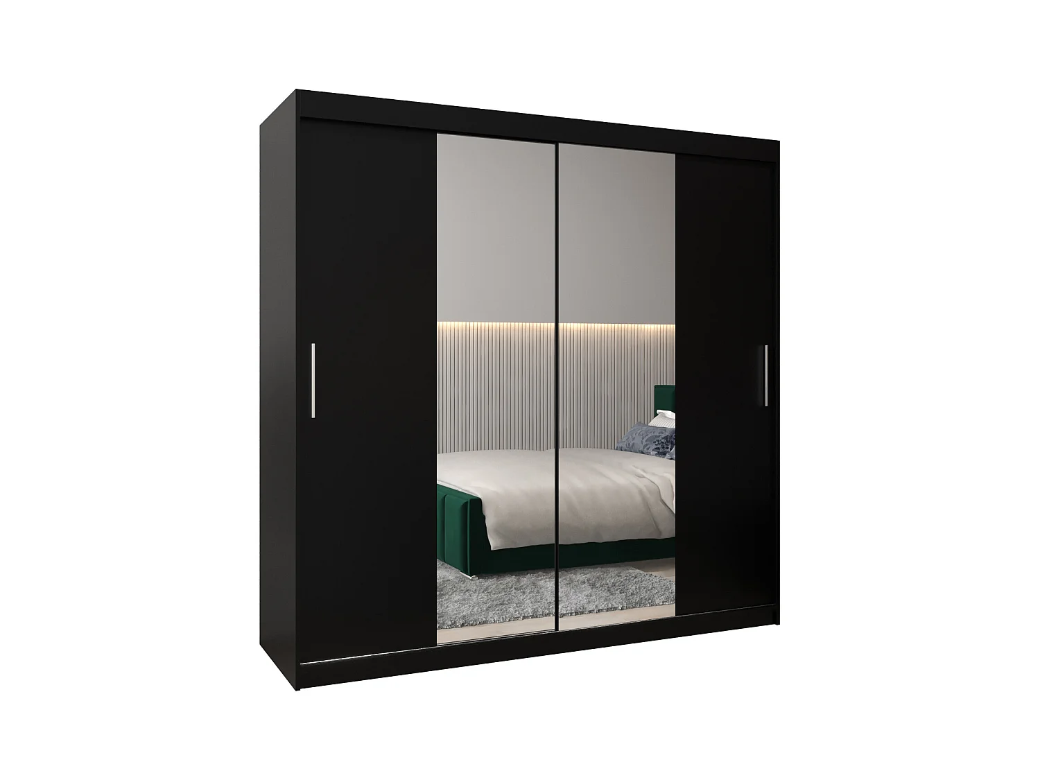 Armoire Tokyo 1 À Portes Coulissantes 200/200/62 2 portes (Noir/Noir)
