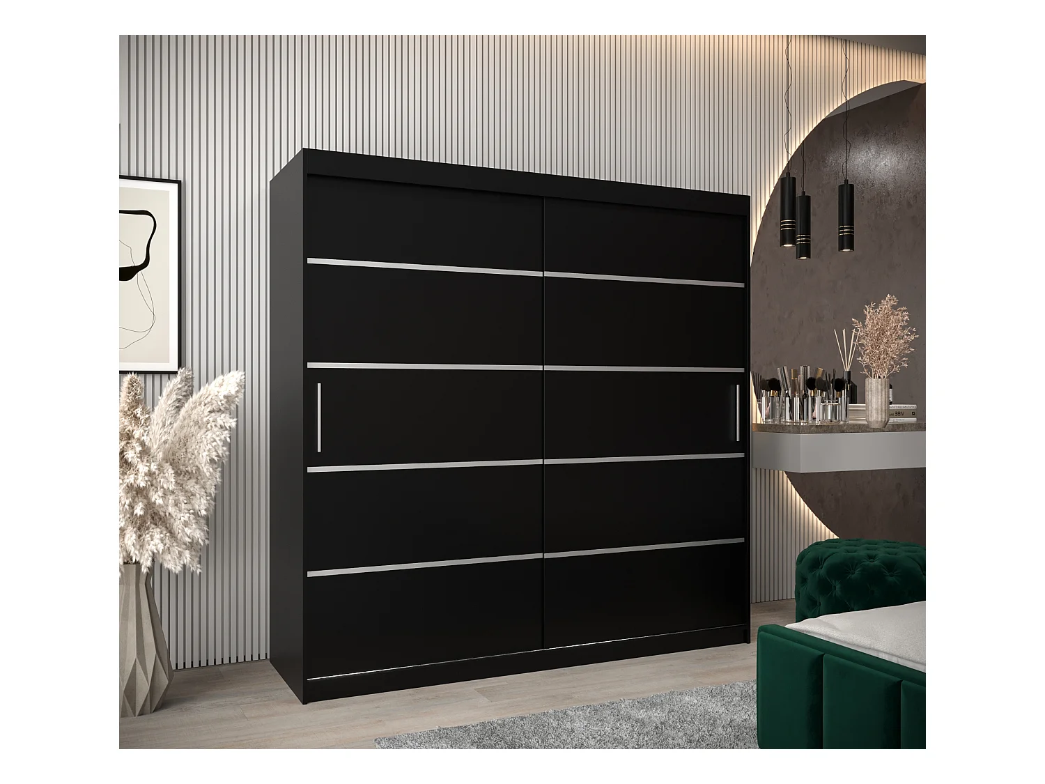 VERONA 1 KLEDINGKAST MET SCHUIFDEUREN 200/200/62 2 deuren (zwart/zwart)