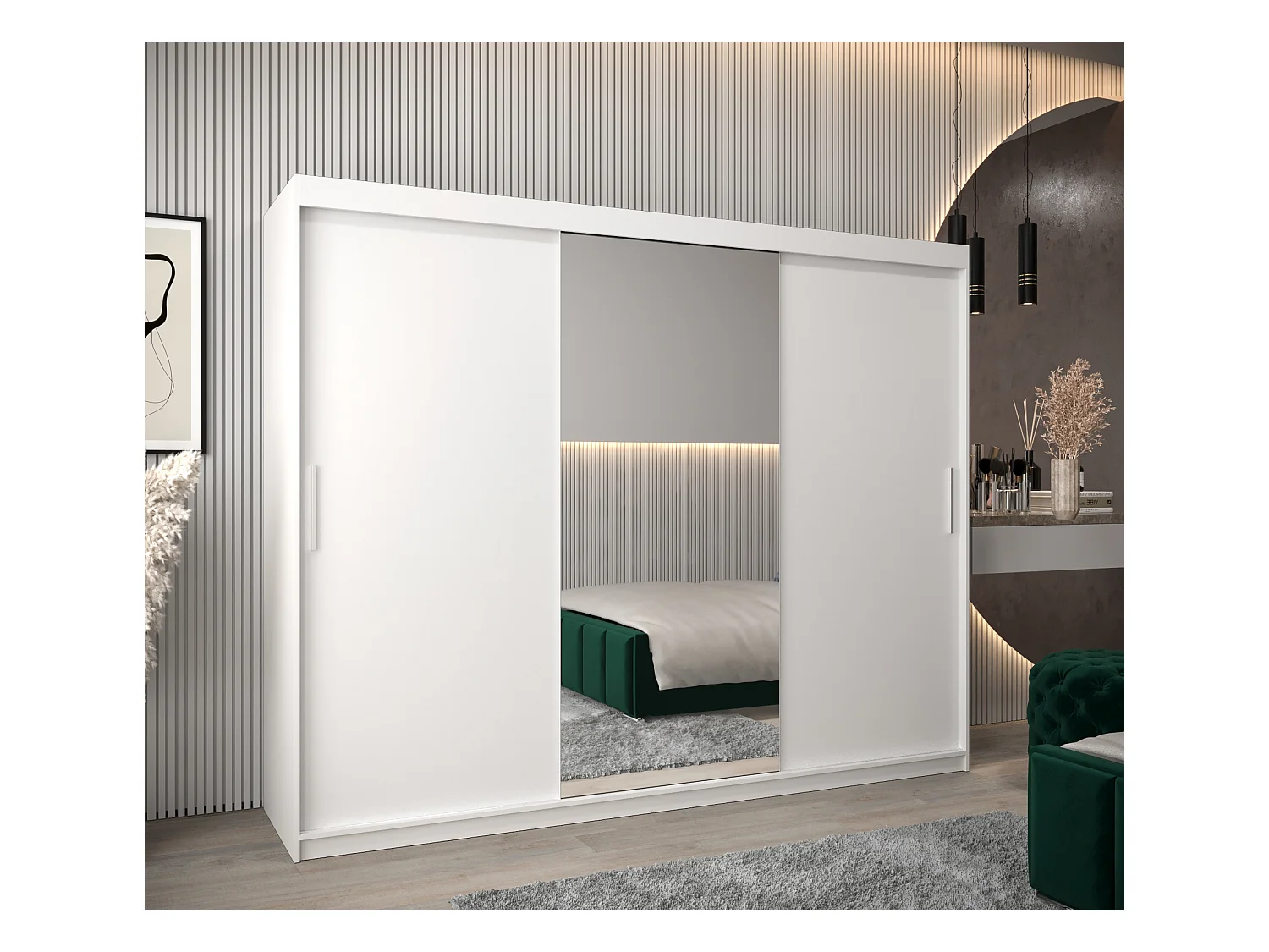 Schwebetürenschrank Tokyo 1 200/250/62 2-Türig (Weiß)