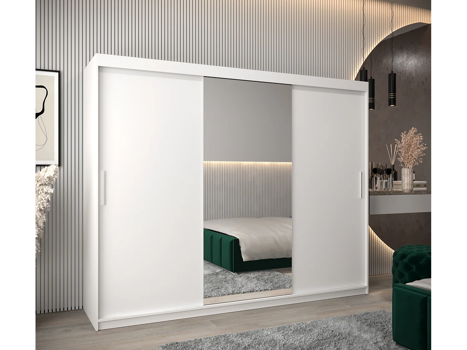 Armoire Tokyo 1 À Portes Coulissantes 200/250/62 3 Portes (Blanc/Blanc)