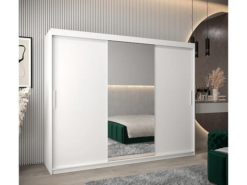 Armoire Tokyo 1 À Portes Coulissantes 200/250/62 3 Portes (Blanc/Blanc)