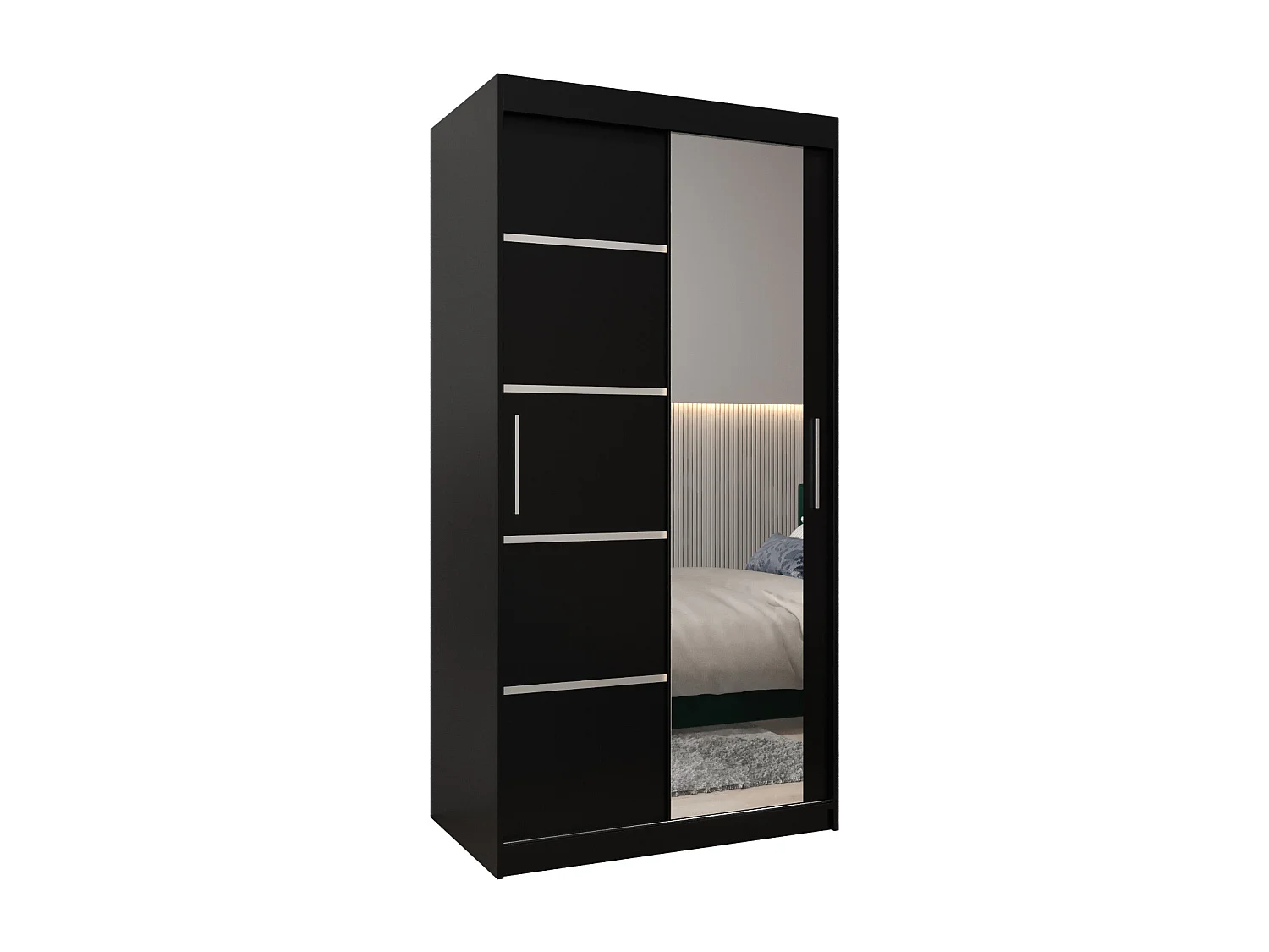 ARMOIRE VERONA 2 À PORTES COULISSANTES 200/100/62 2 Portes (Noir/Noir)