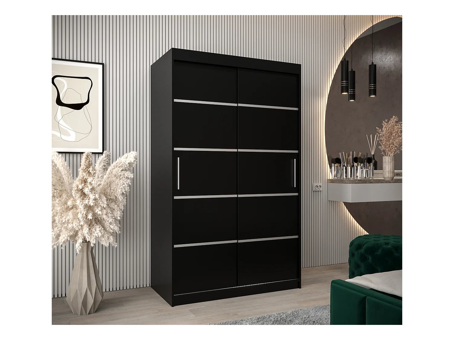 VERONA 1 KLEDINGKAST MET SCHUIFDEUREN 200/120/62 2 deuren (zwart/zwart)