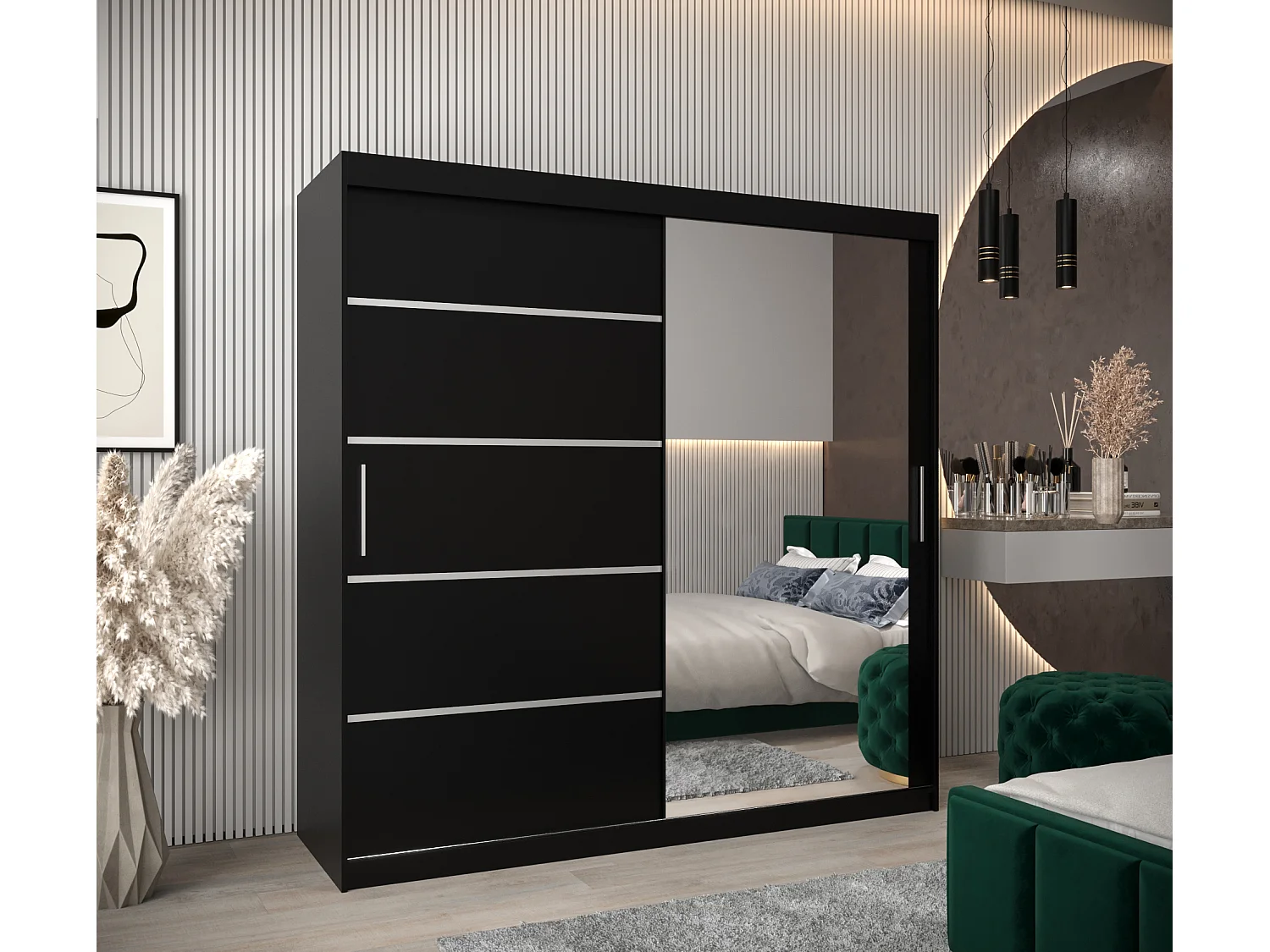 ARMOIRE VERONA 2 À PORTES COULISSANTES 200/200/62 2 Portes (Noir/Noir)