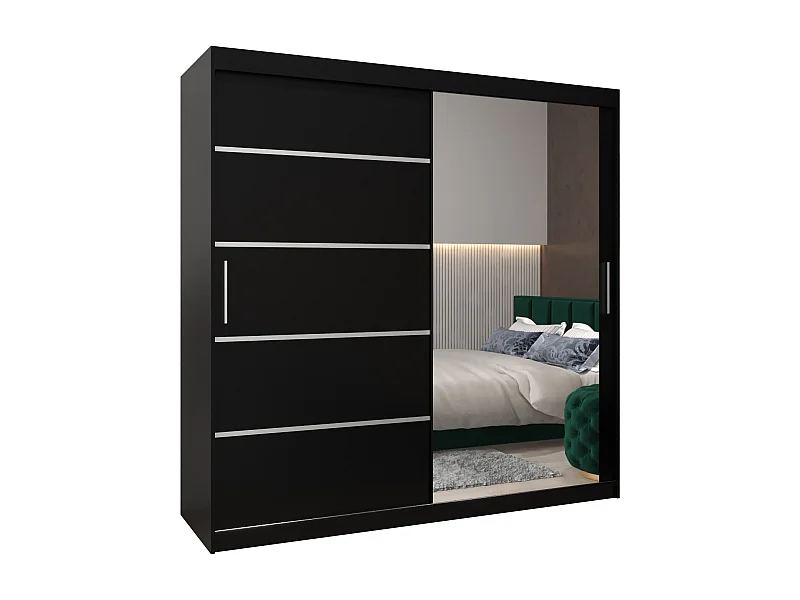 ARMOIRE VERONA 2 À PORTES COULISSANTES 200/200/62 2 Portes (Noir/Noir)