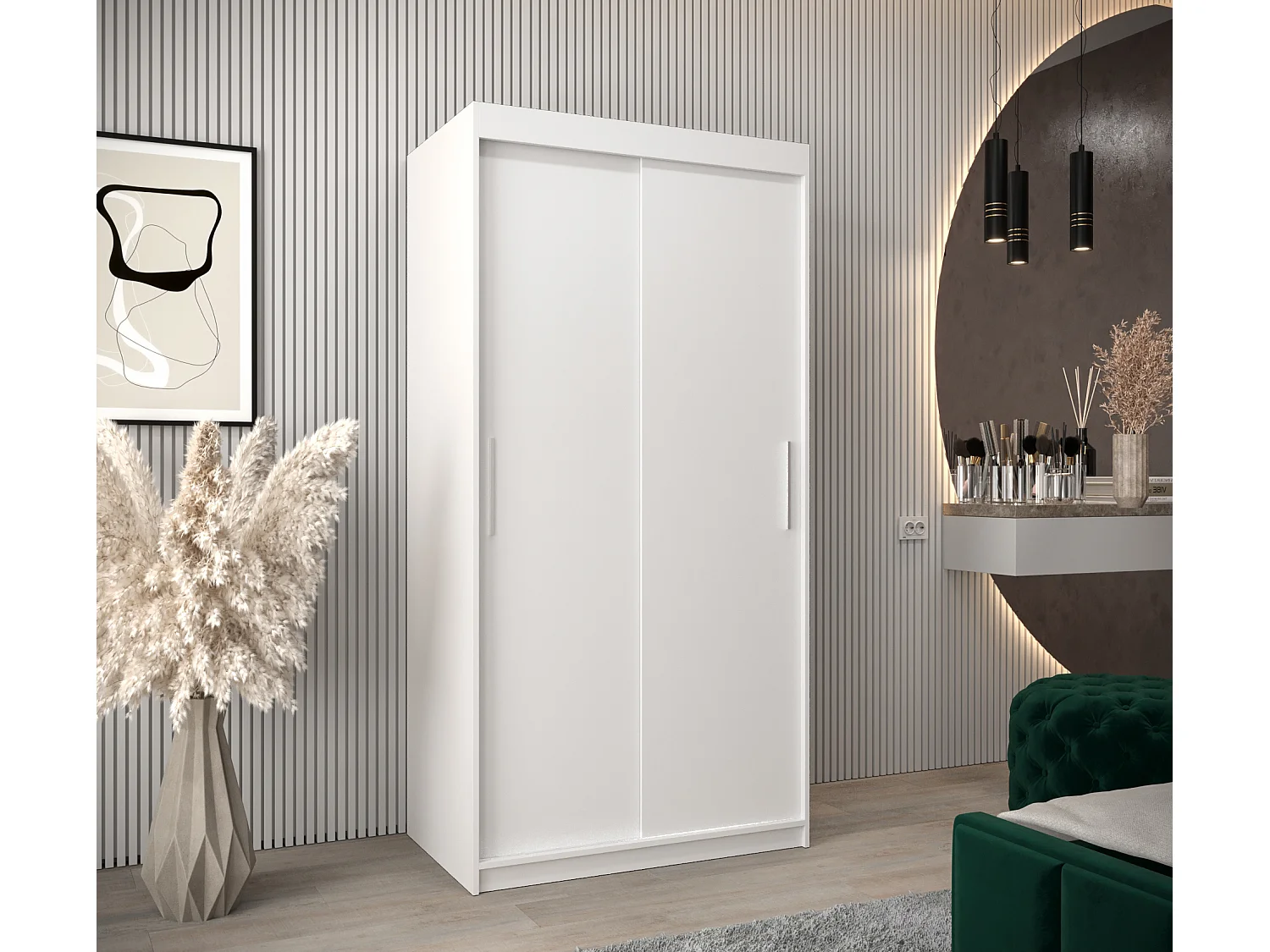 Armoire Tokyo À Portes Coulissantes 200/100/62 2 portes (Blanc/Blanc)