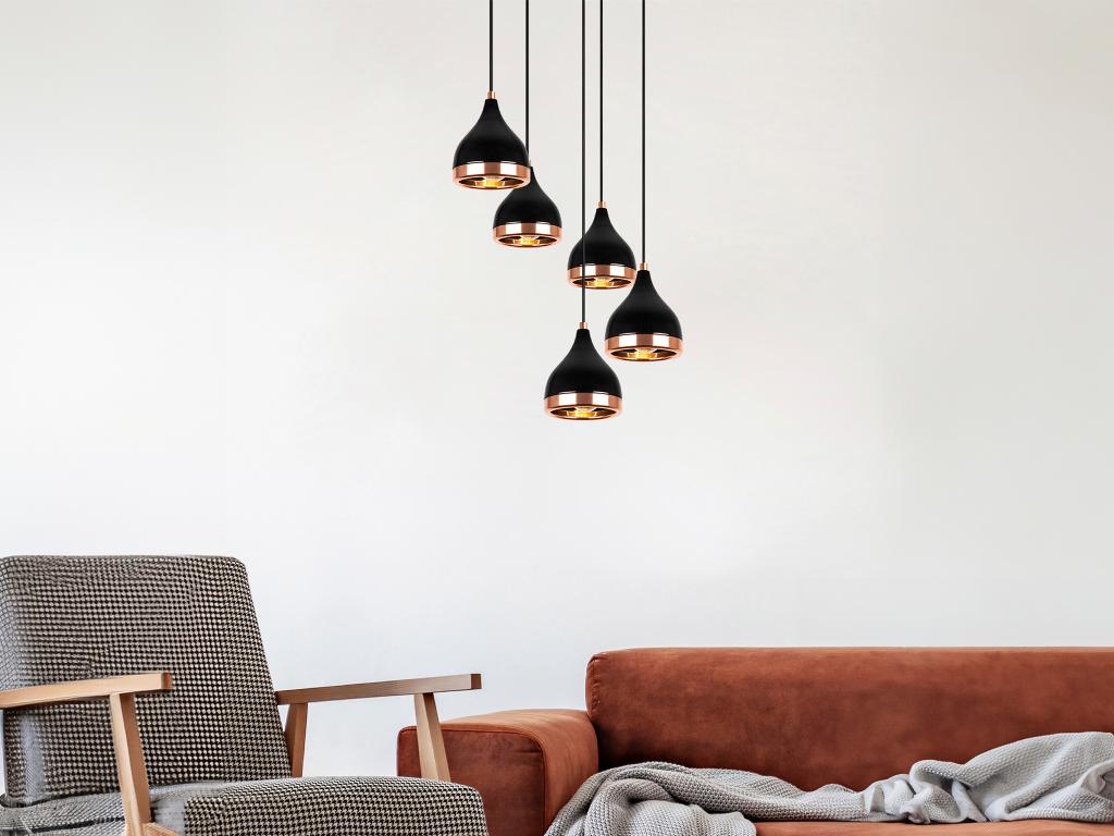 Hängeleuchte höhenverstellbar - Metall - 5 Schirme - 43 x 45/135 cm - Schwa günstig online kaufen