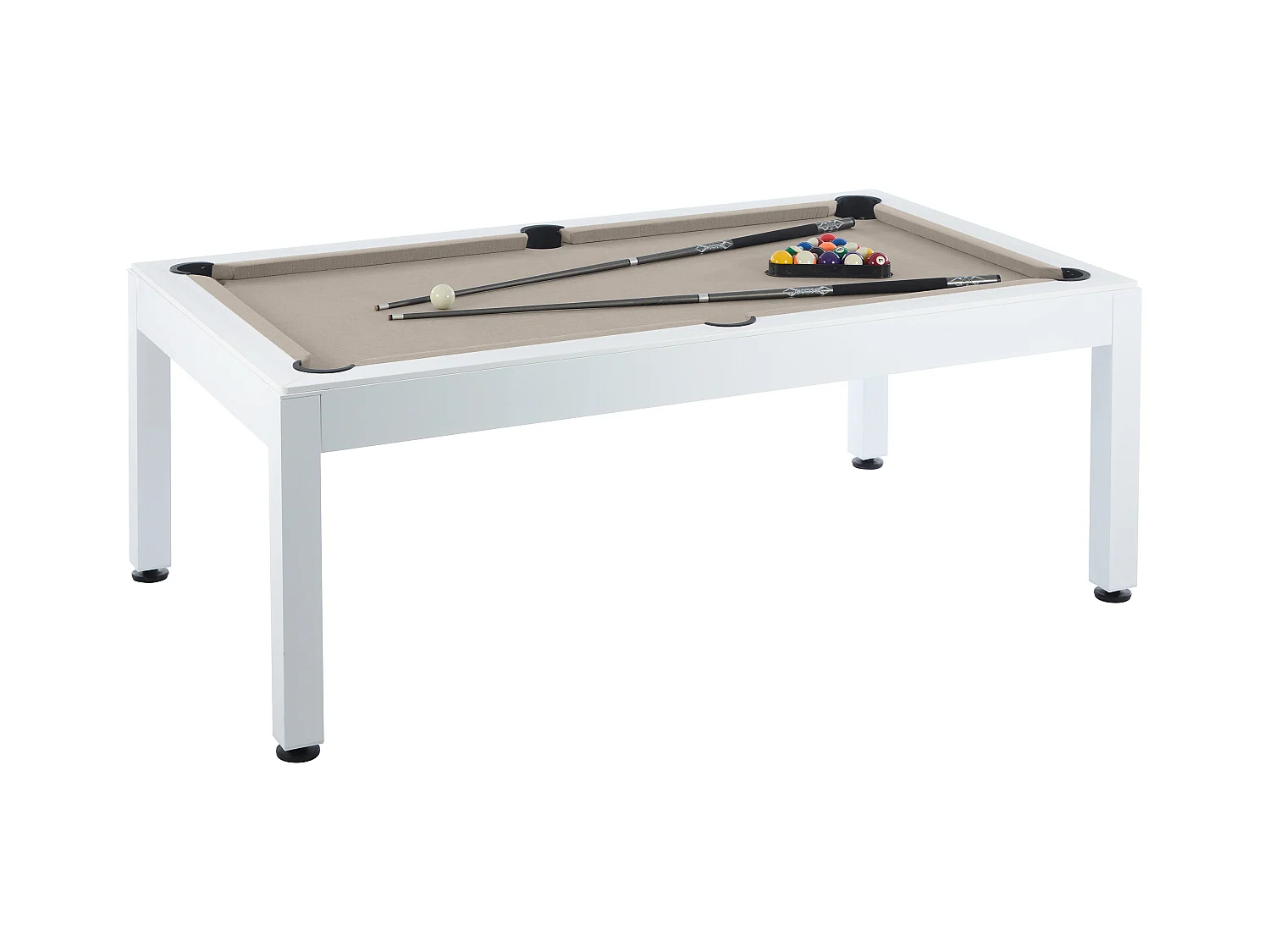 Biljart voor buiten, wit en taupegrijs met hoes - L213,4 x D121,1 x 79,7 cm - STAZIO