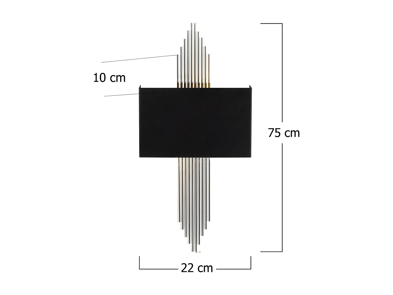 Applique art déco en métal noir et argenté  - L. 22 x H. 75 cm - SANGARIUS