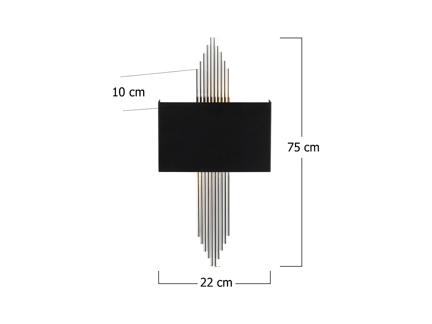 Applique art déco en métal noir et argenté  - L. 22 x H. 75 cm - SANGARIUS
