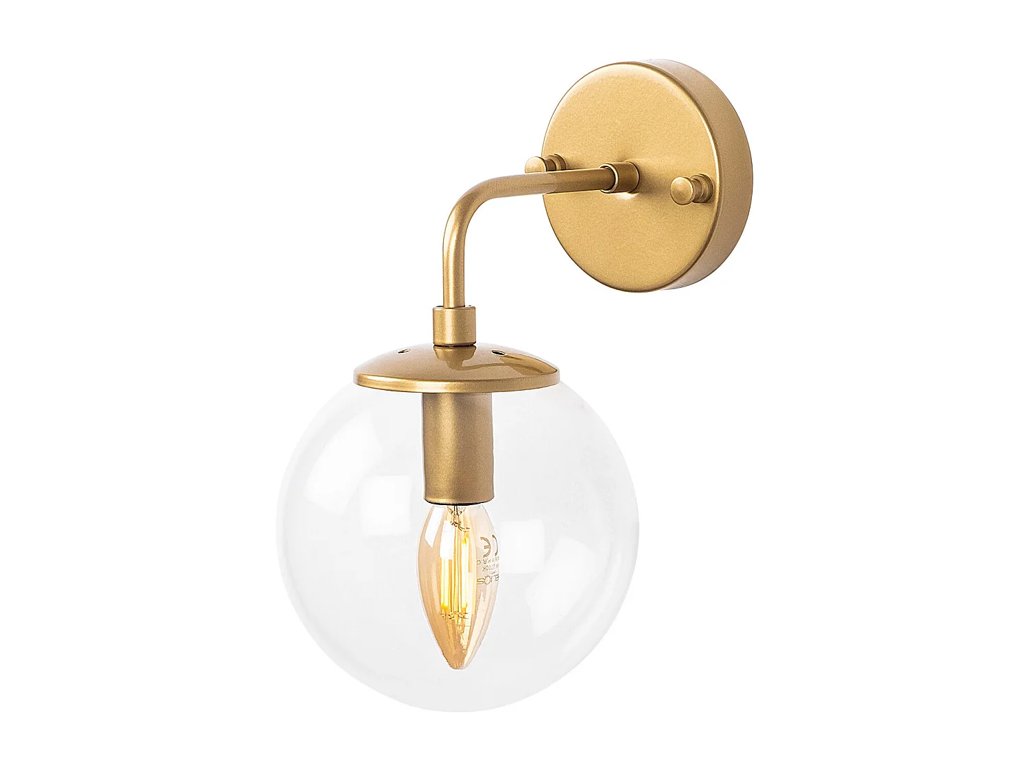 Metalen wandlamp met bol - D15 x 27 cm - Goudkleurig - BARLATI