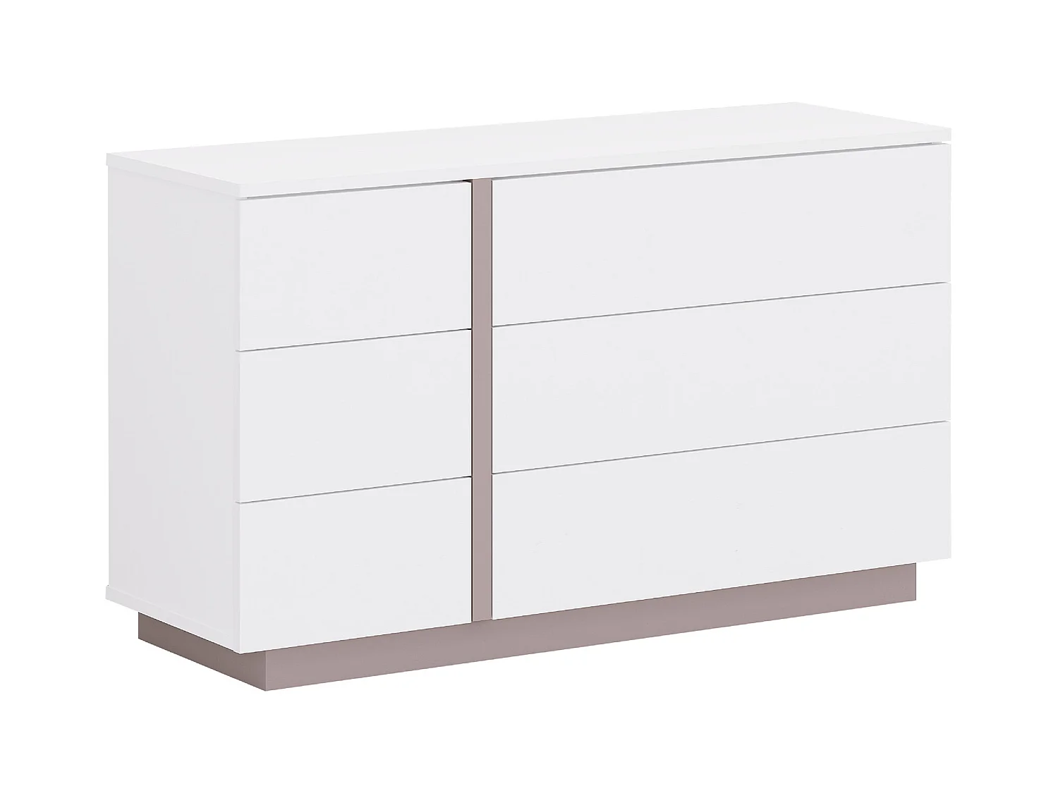 Cómoda NAPOLI - 6 cajones - Blanco y topo