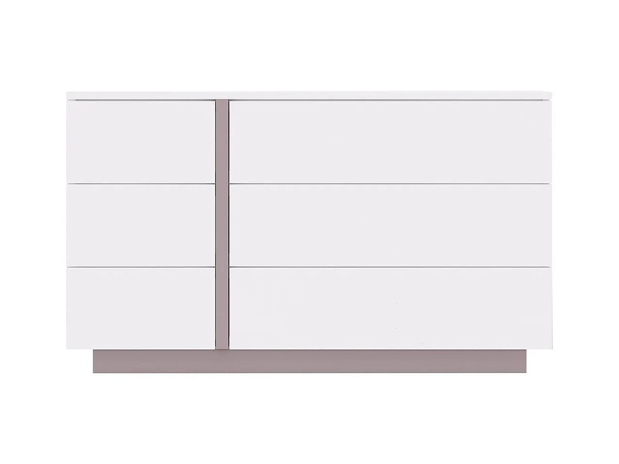 Cómoda NAPOLI - 6 cajones - Blanco y topo