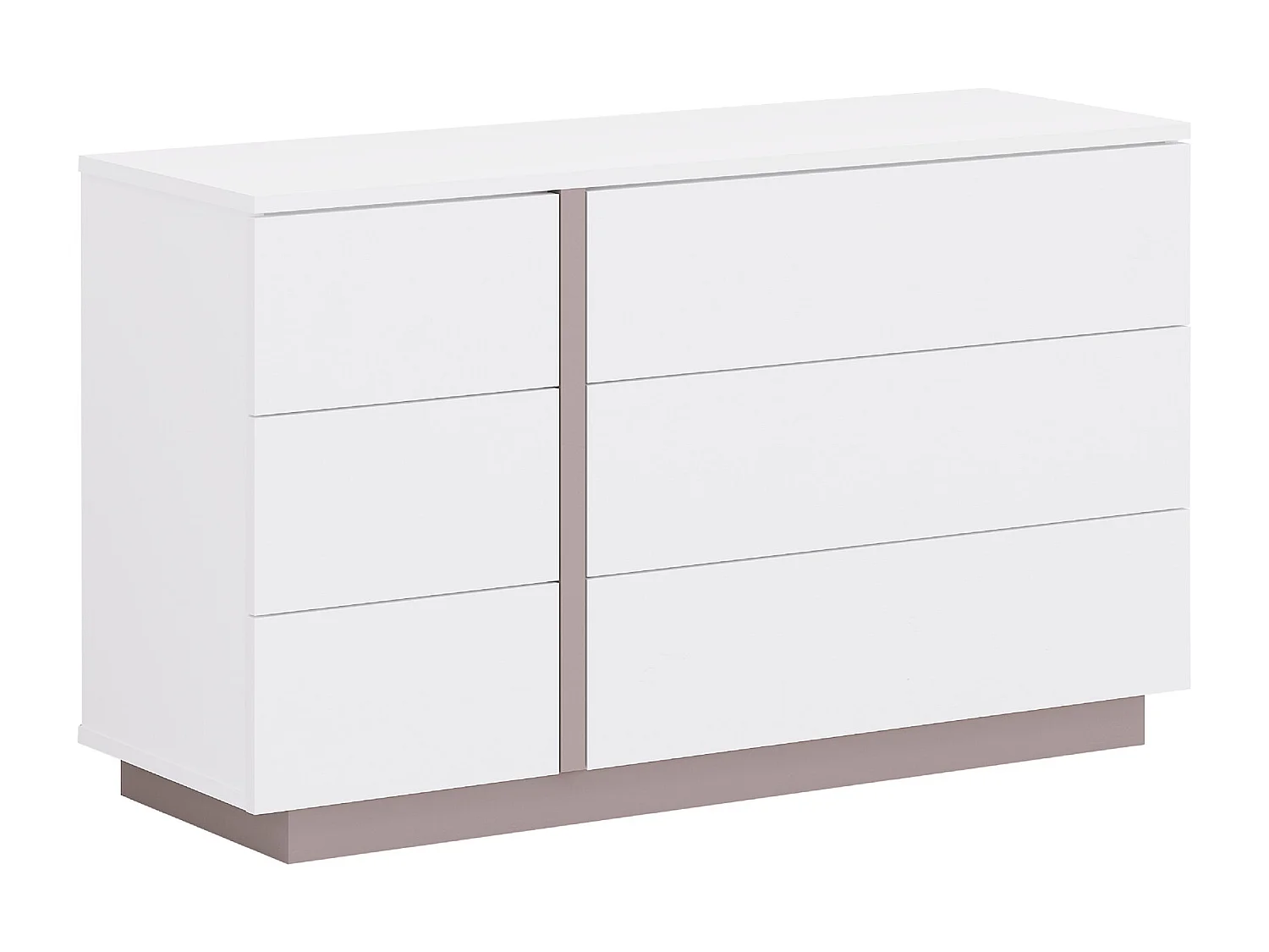 Commode 6 tiroirs - Blanc et taupe - NAPOLI II