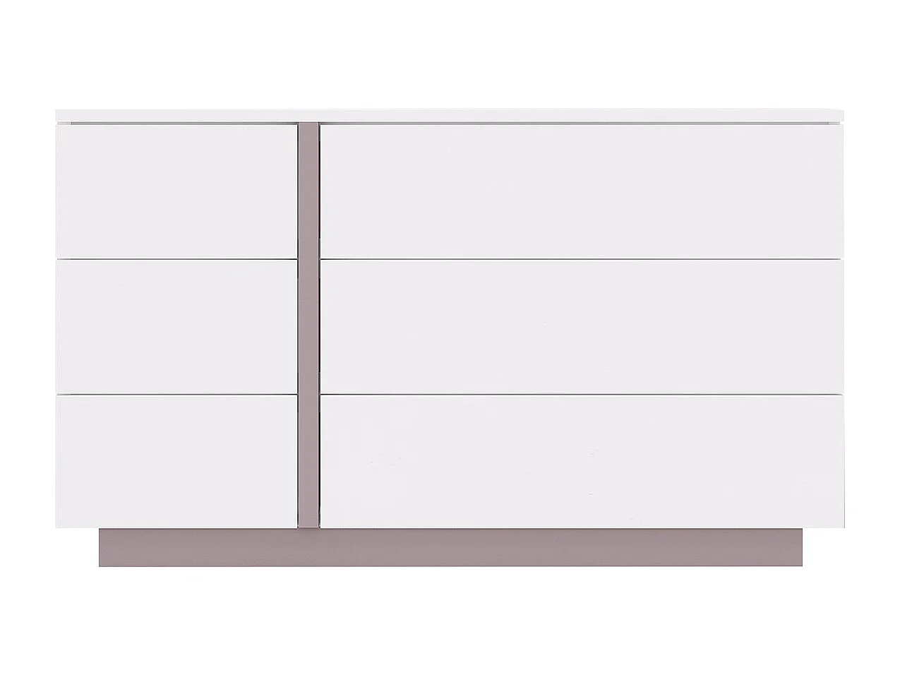 Commode 6 tiroirs - Blanc et taupe - NAPOLI II