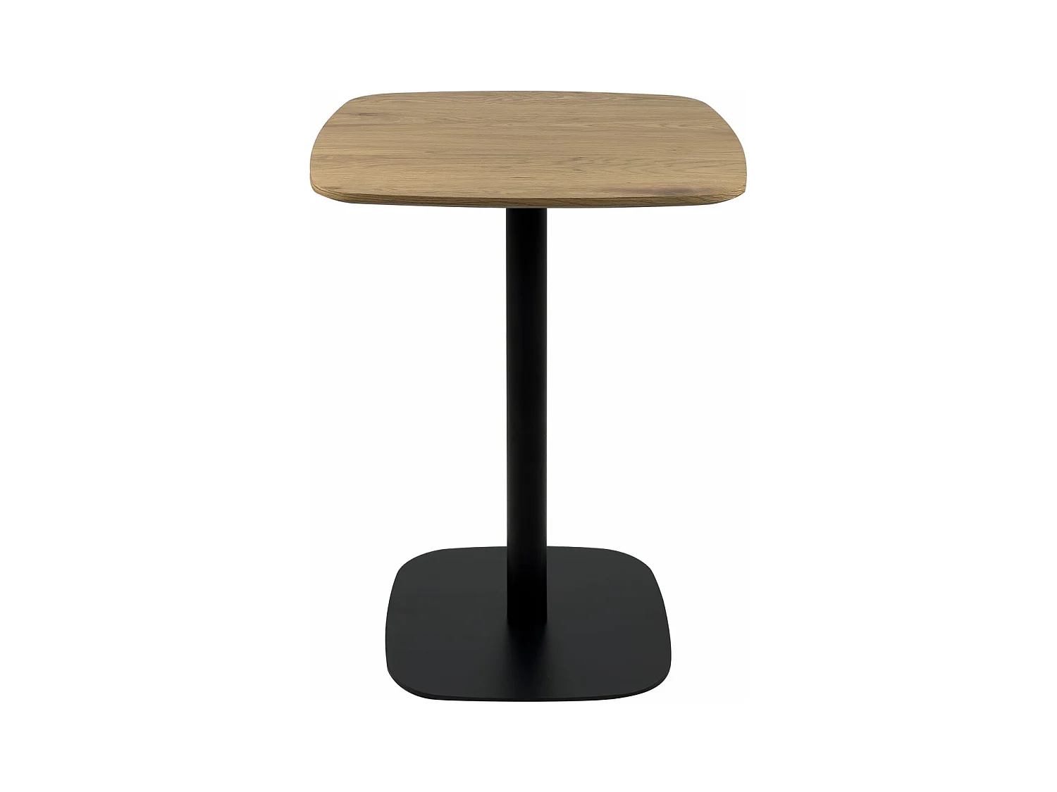 Table bistrot cuisine design, 75cm, 60x60cm, pied métal SILA (Noir & imitation chêne)