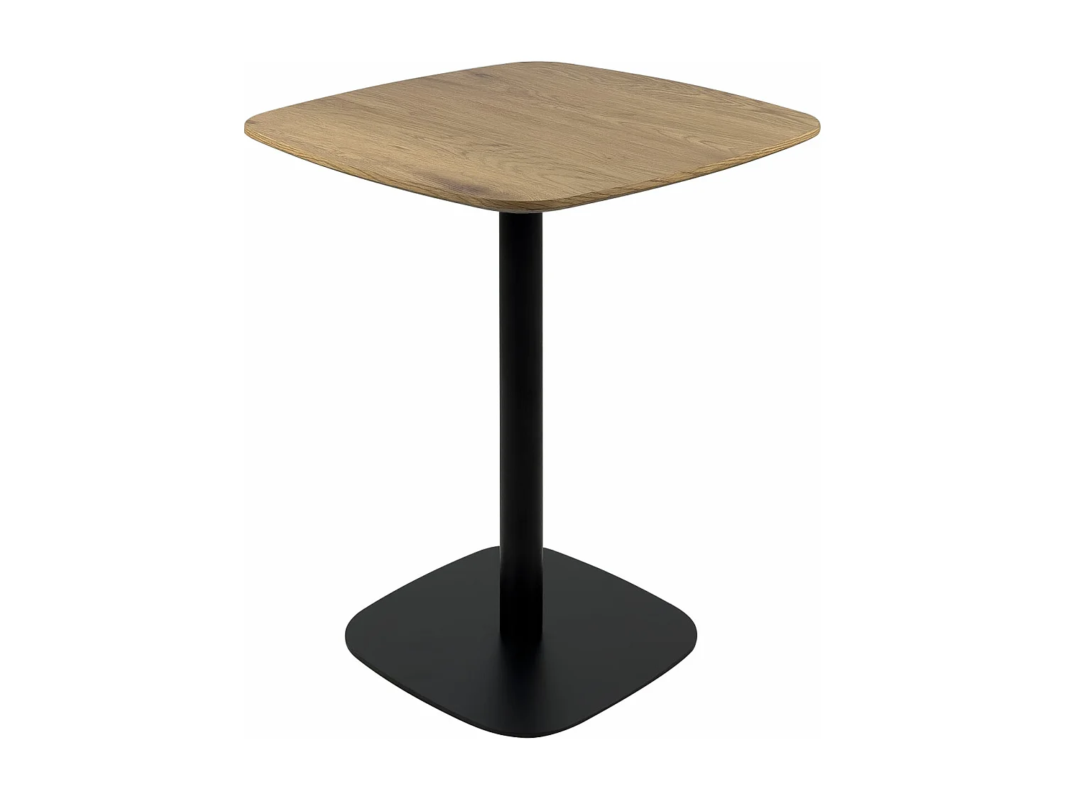 Mesa de bistró para cocina, altura de 75 cm, tablero de 60x60 cm, 1-2 personas, patas de metal SILA (negro y madera)