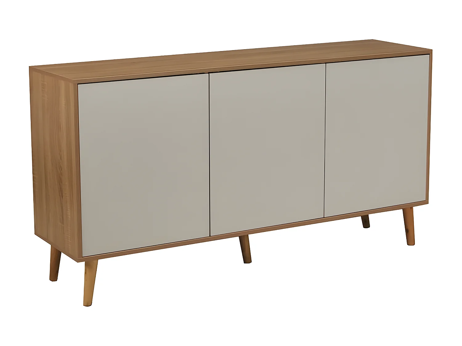 Bahut Norway 3 portes / chêne blanchi et blanc