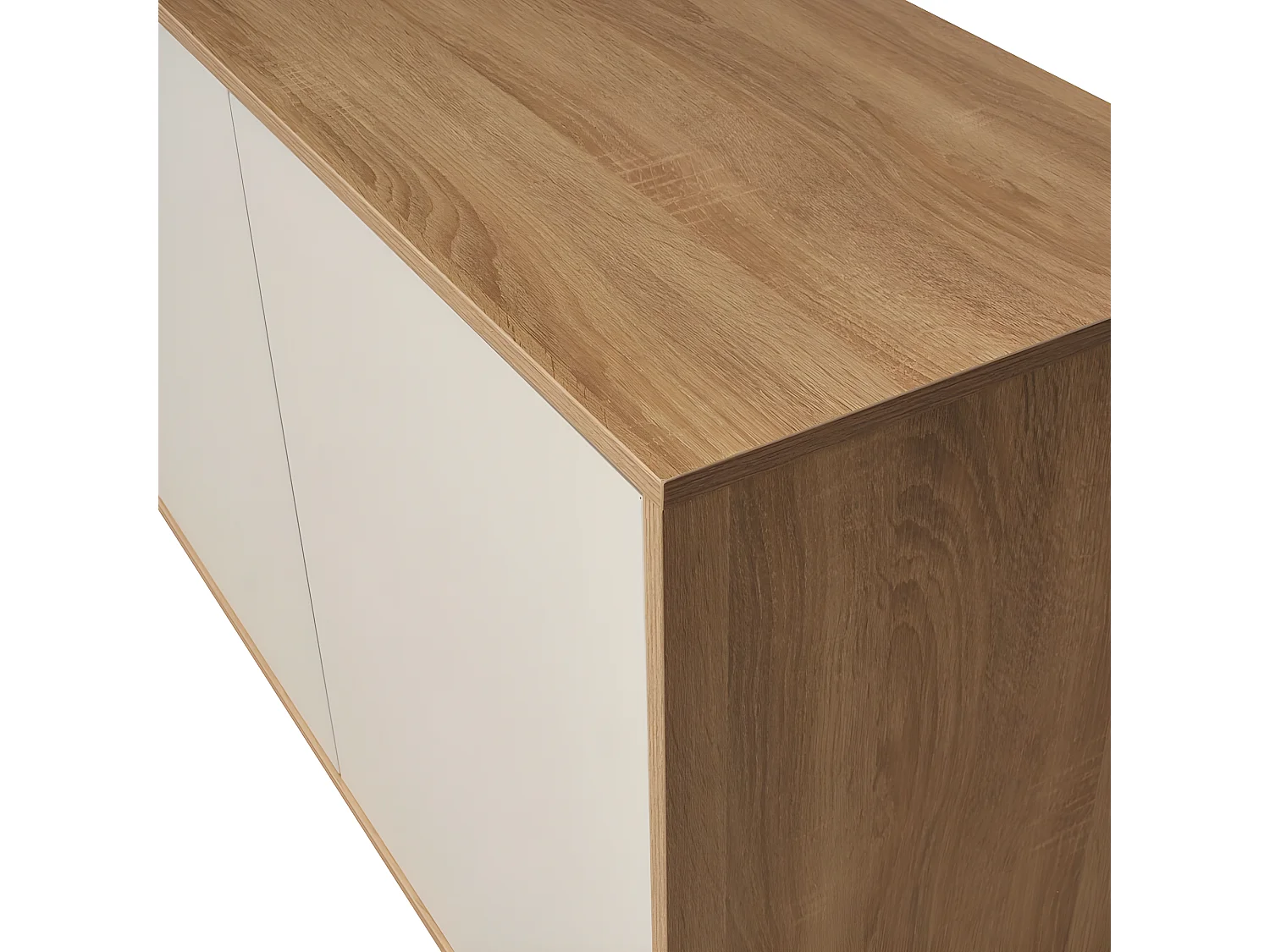 Bahut Norway 3 portes / chêne blanchi et blanc