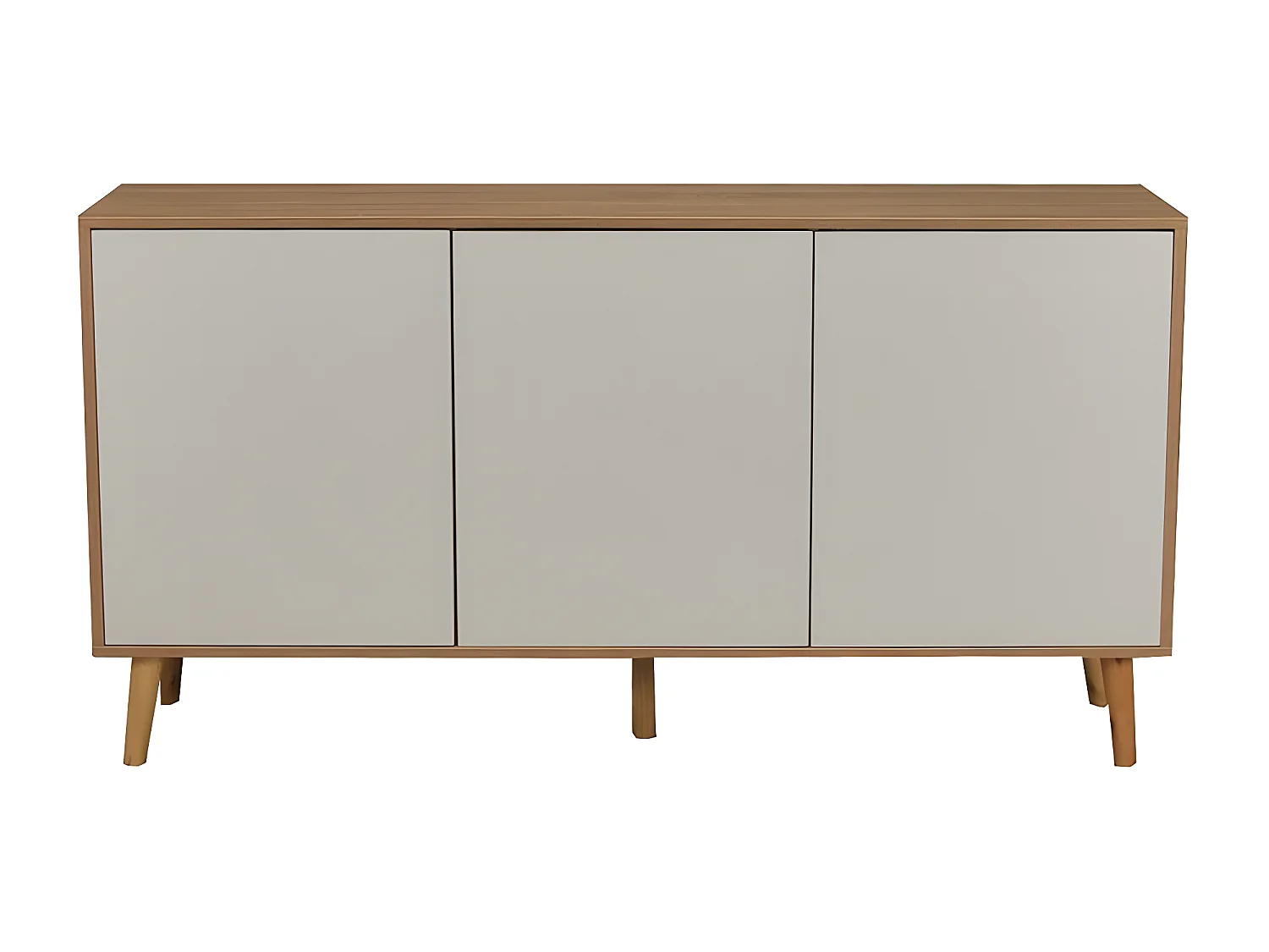 Bahut Norway 3 portes / chêne blanchi et blanc