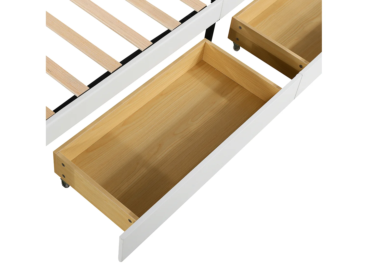 Kinderbett aus Kunstleder 90x200 cm – mit LED und 2 Schubladen – mit Lattenrost – Weiß