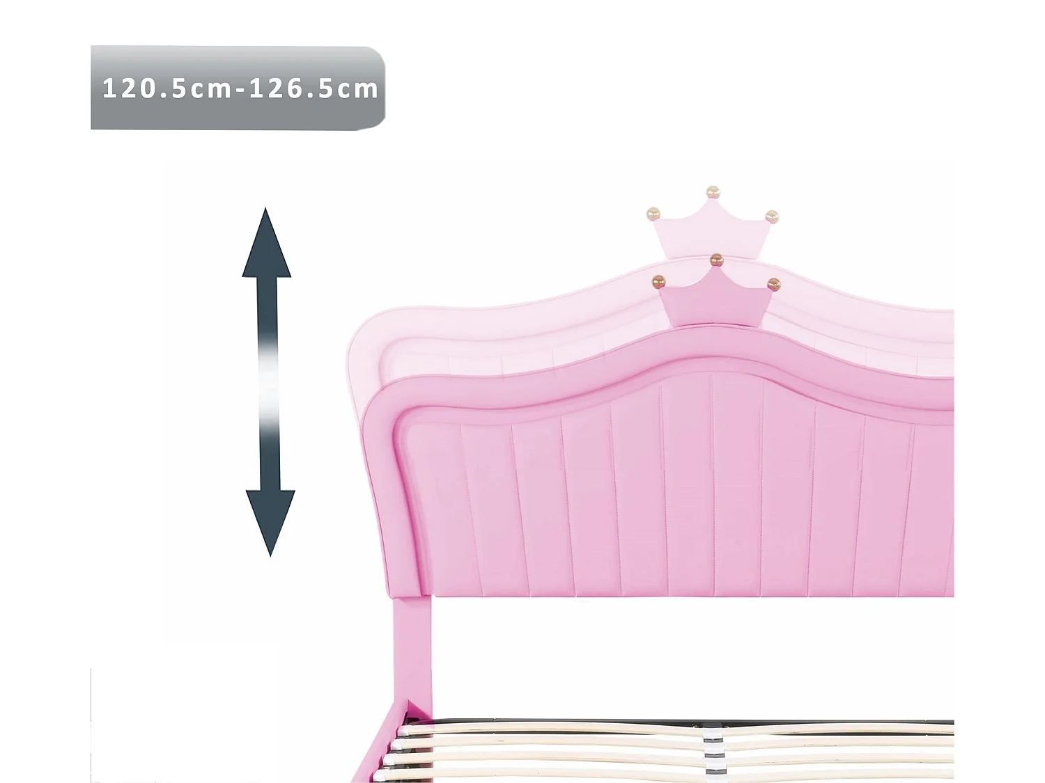 Kunstleren opbergbed 140x200 cm - met LED en lattenbodem - Roze