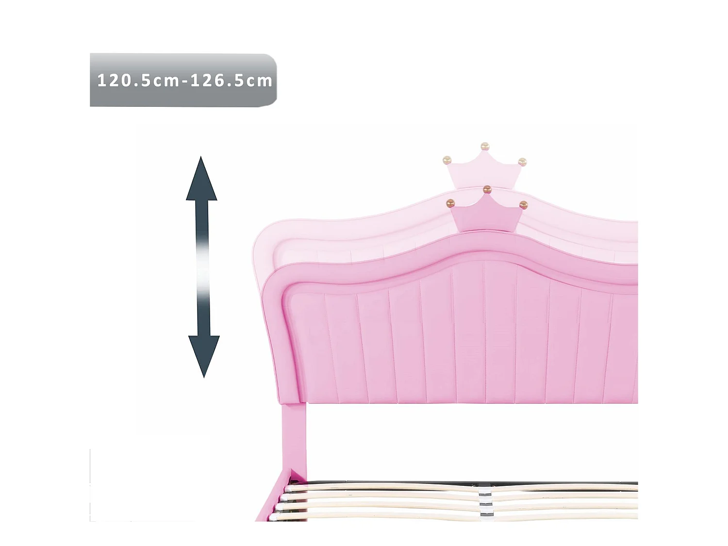 Kunstleren opbergbed 140x200 cm - met LED en lattenbodem - Roze