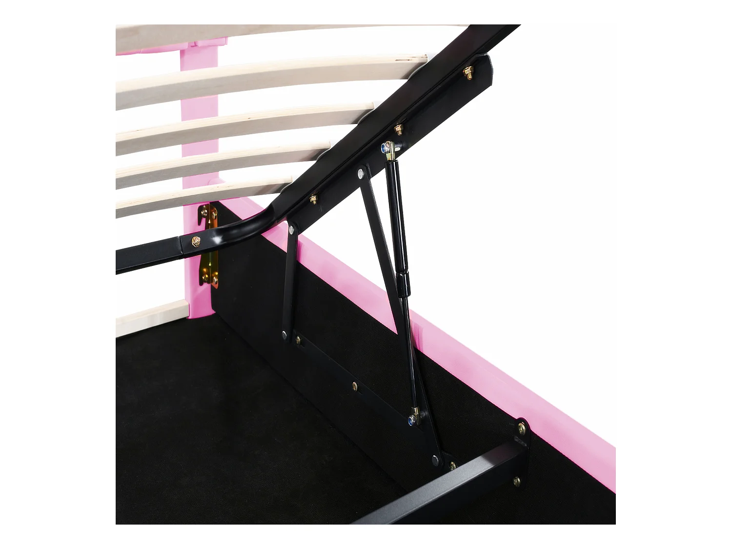 Kunstleren opbergbed 140x200 cm - met LED en lattenbodem - Roze