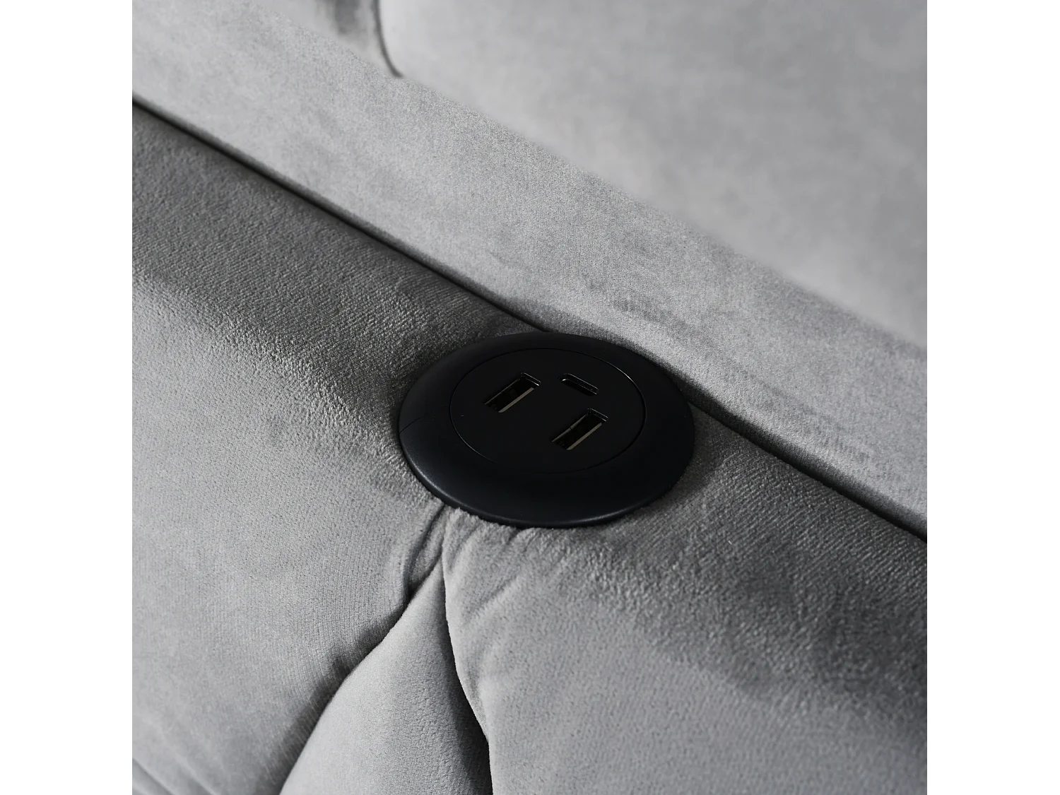 Letto contenitore in velluto 160x200 cm - con LED e presa USB - Grigio