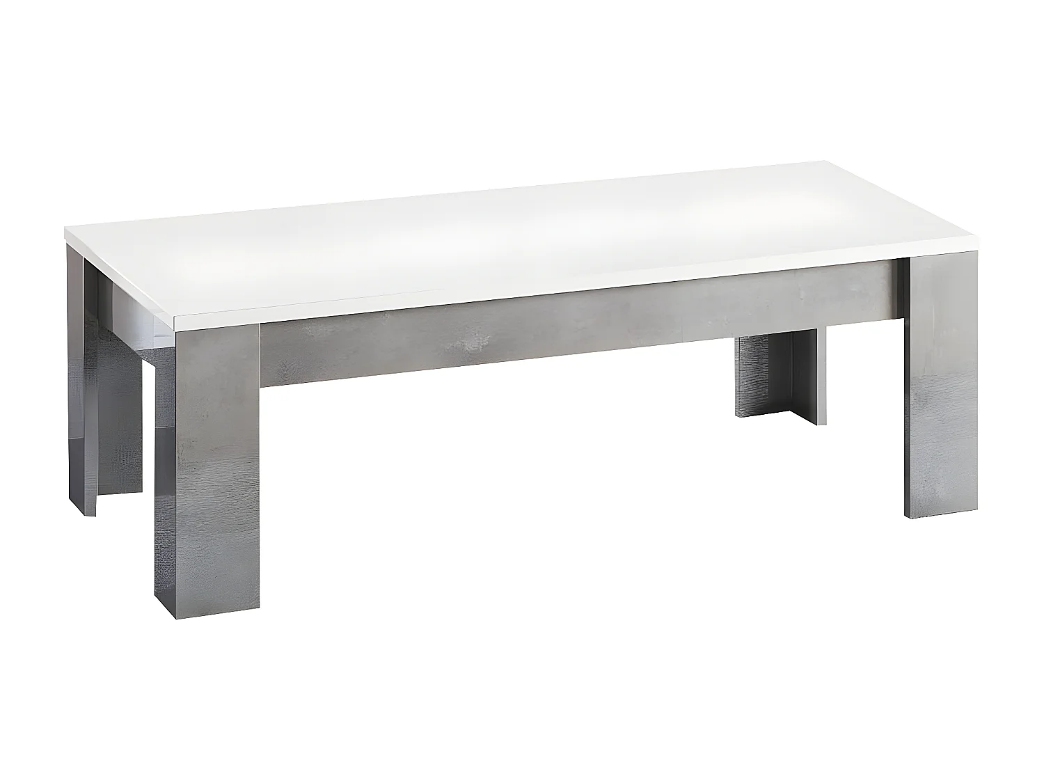 CLARK - Ensemble Salon Blanc et Marbre Meuble TV + Table Basse