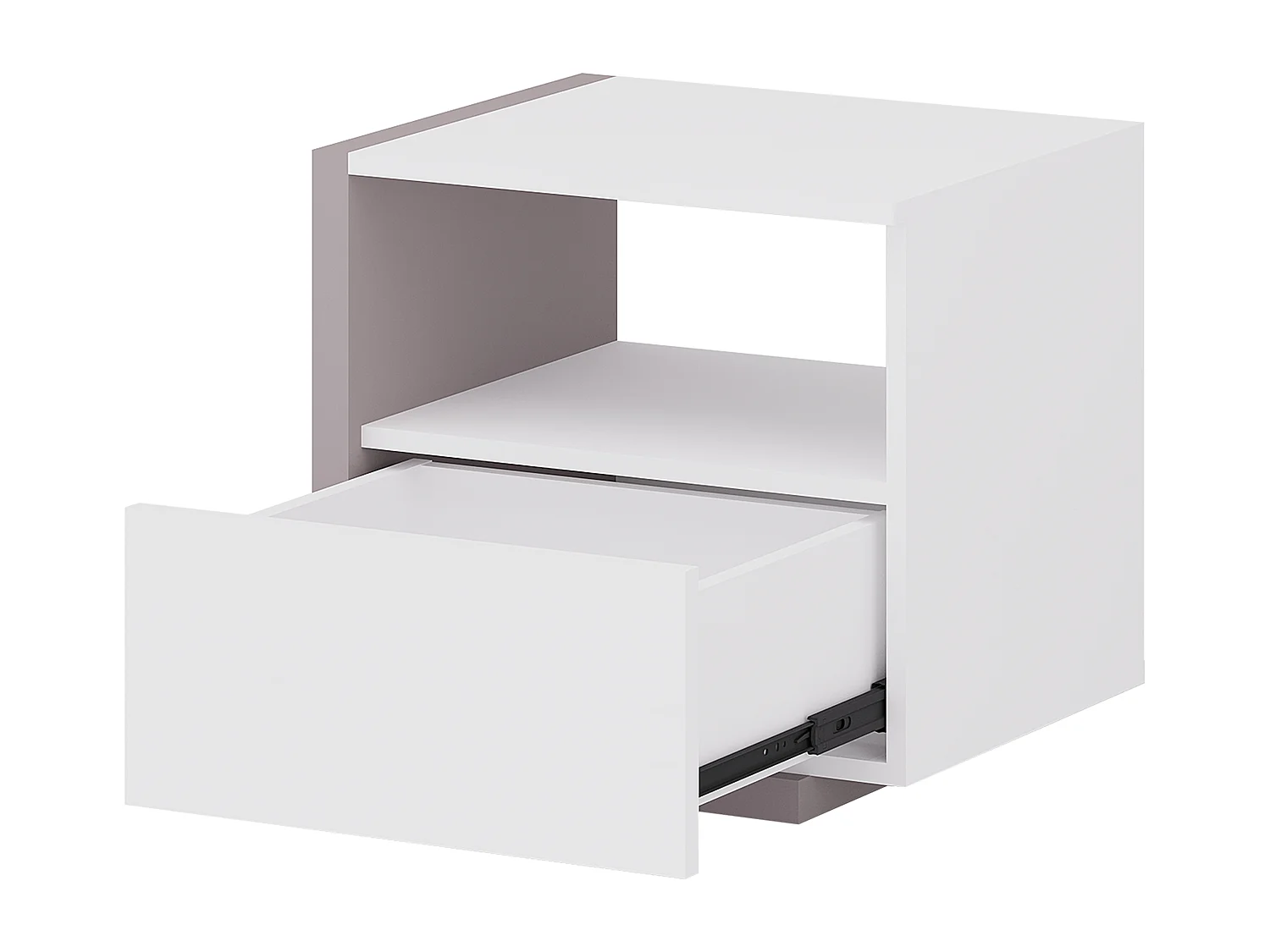 Table de chevet - 1 tiroir et 1 niche - Blanc et taupe - NAPOLI II