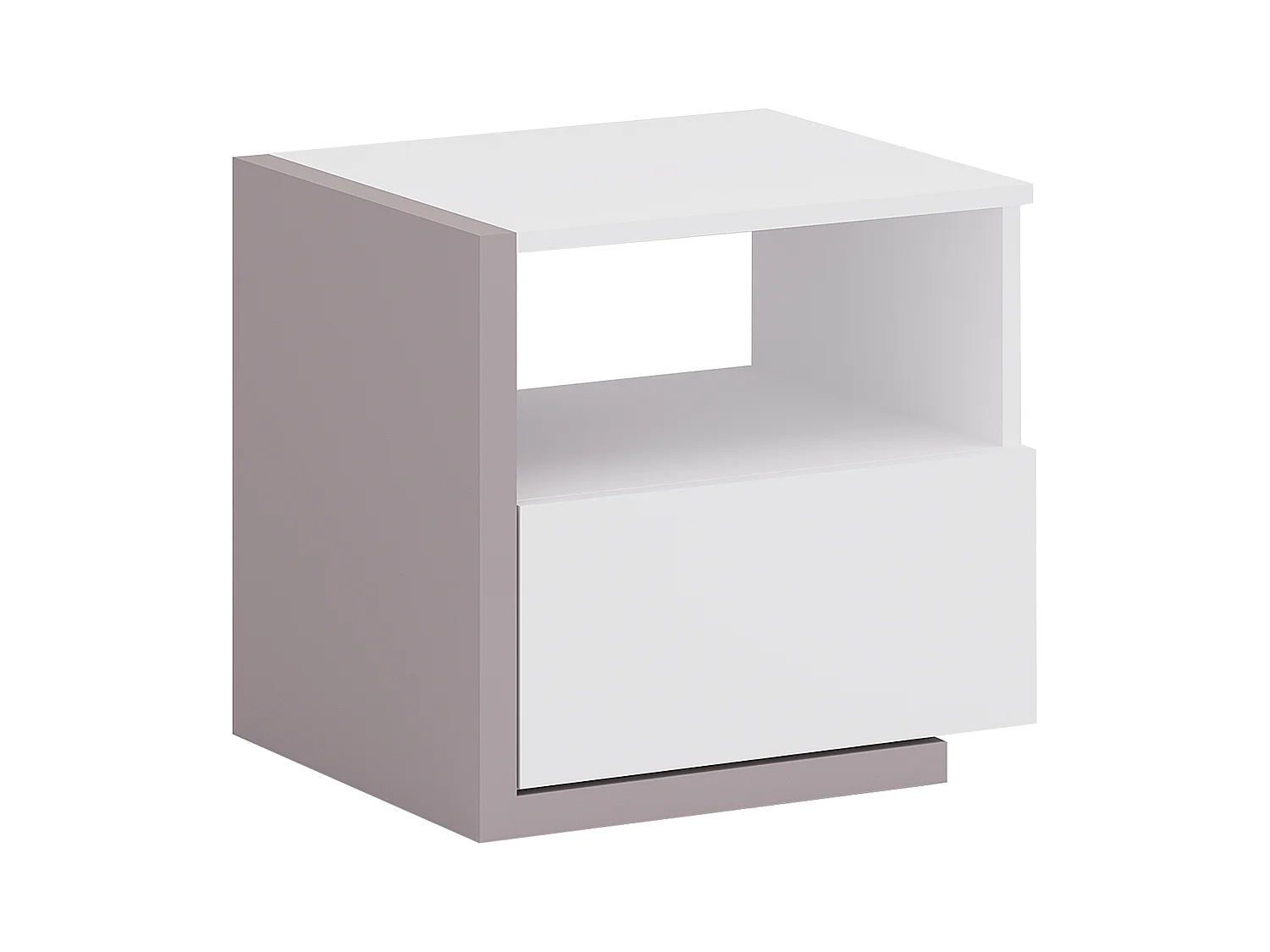 Skandinavisk sengebord - 1 skuffe og 1 hylde - Hvid og taupe - NAPOLI II