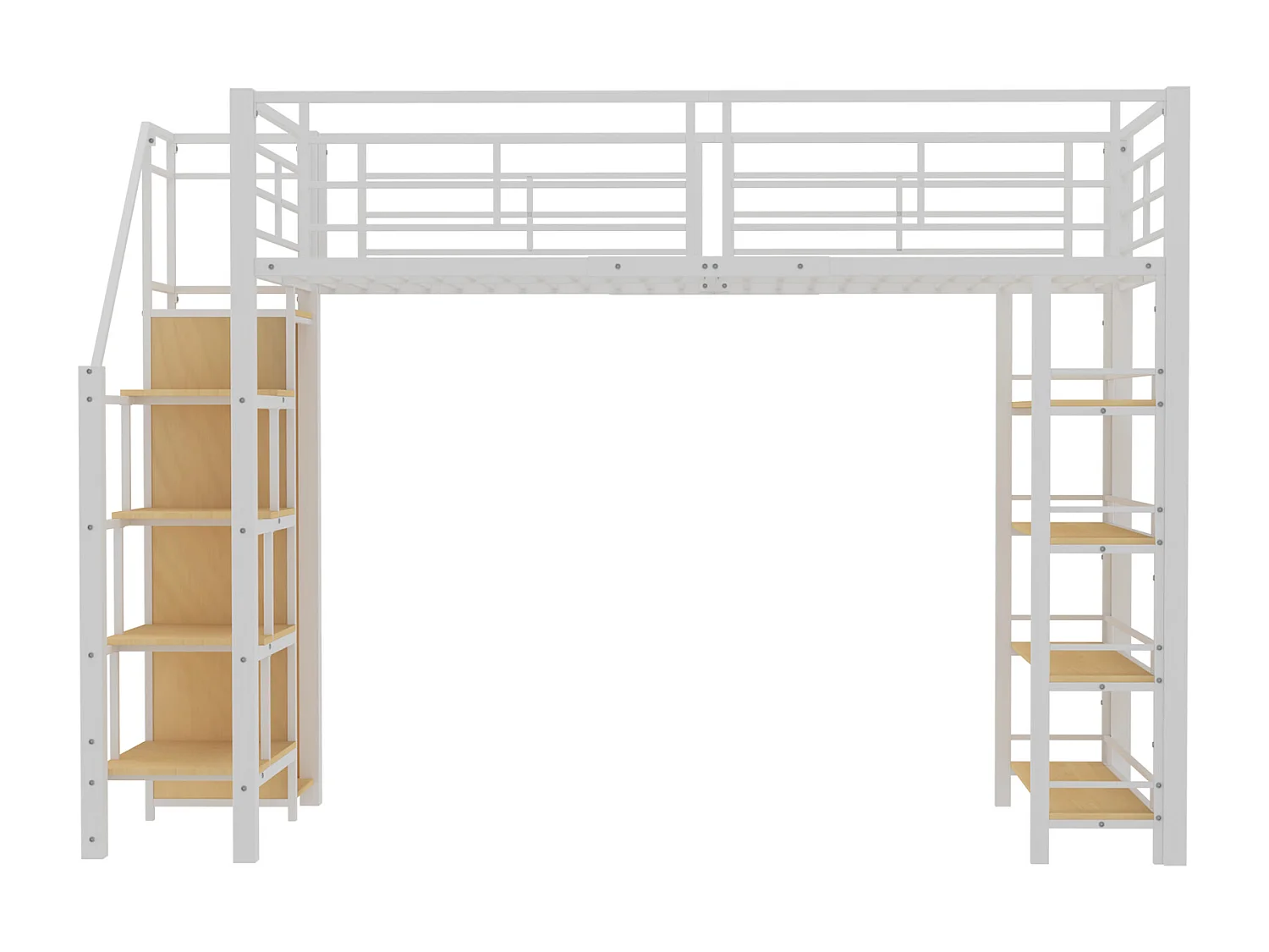 Cama alta 90x200 cm - com pequeno guarda-roupa e prateleiras de arrumação - Branco