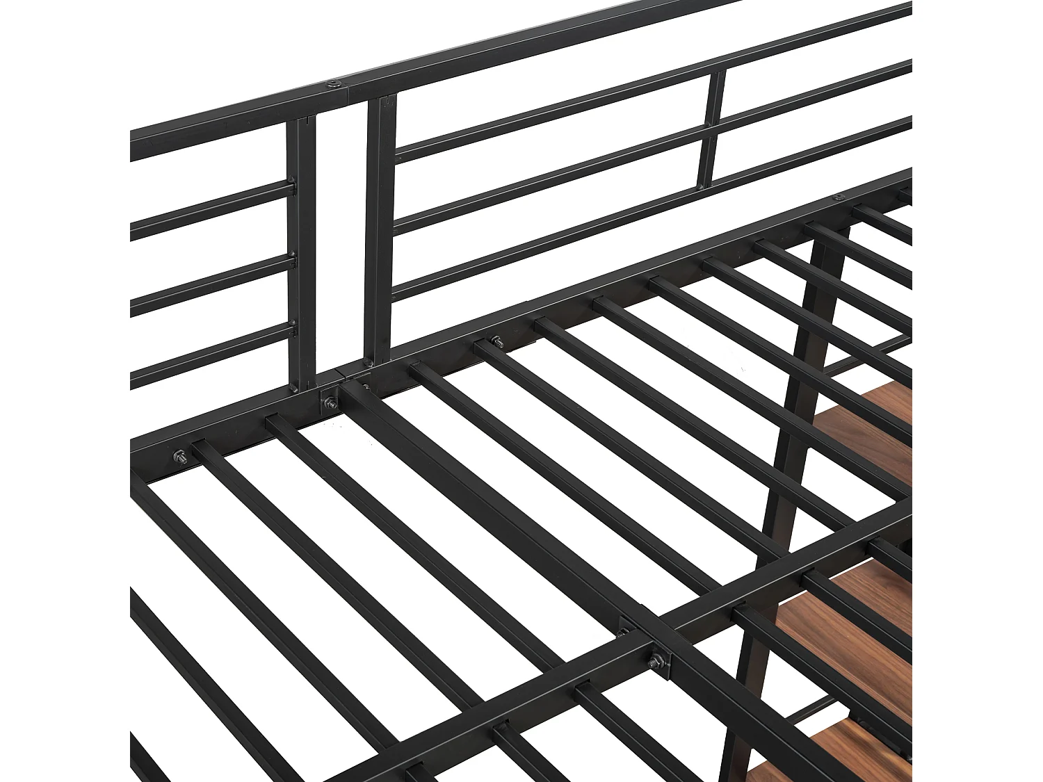 Hoogslaper 90x200 cm - met kleine kledingkast en opbergplanken - Zwart