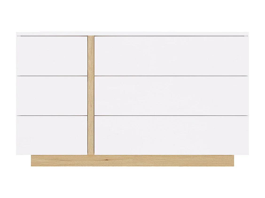 Cómoda de 6 cajones - Blanco y natural - NAPOLI II
