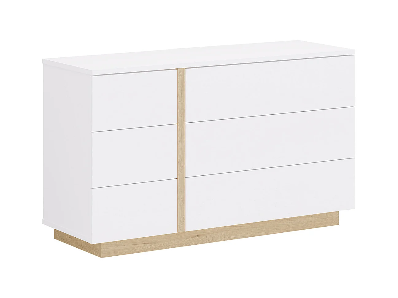 Cómoda de 6 cajones - Blanco y natural - NAPOLI II