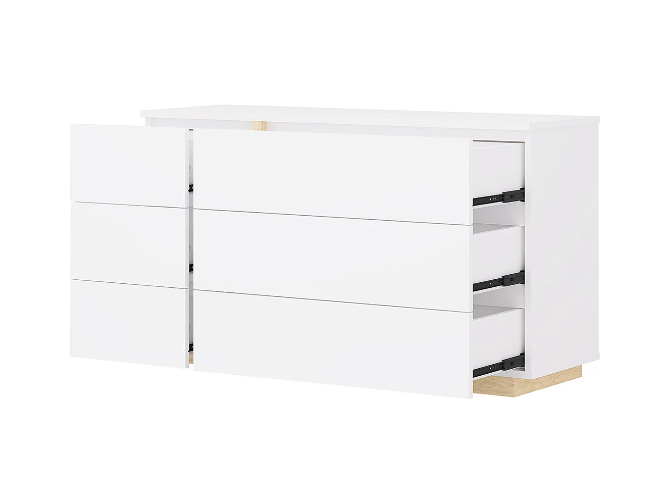 Ladekast met 6 lades - Wit en naturel - NAPOLI II