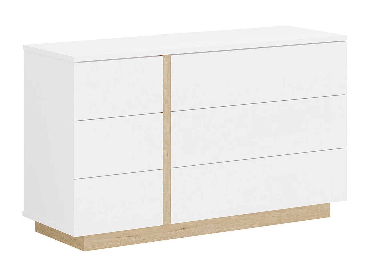 Commode 6 tiroirs - Blanc et naturel - NAPOLI II