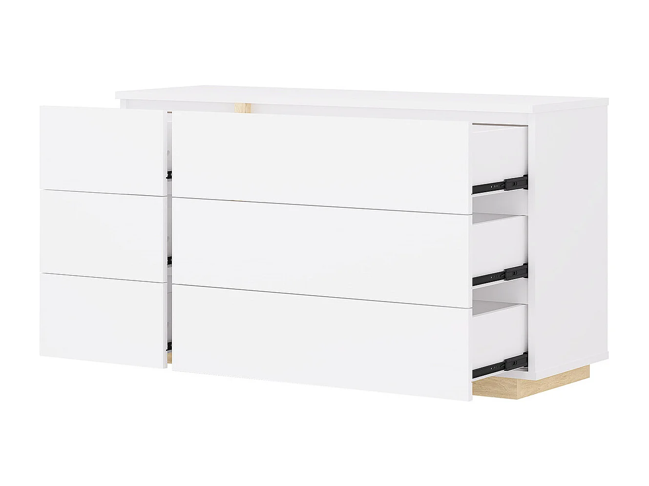 Commode 6 tiroirs - Blanc et naturel - NAPOLI II