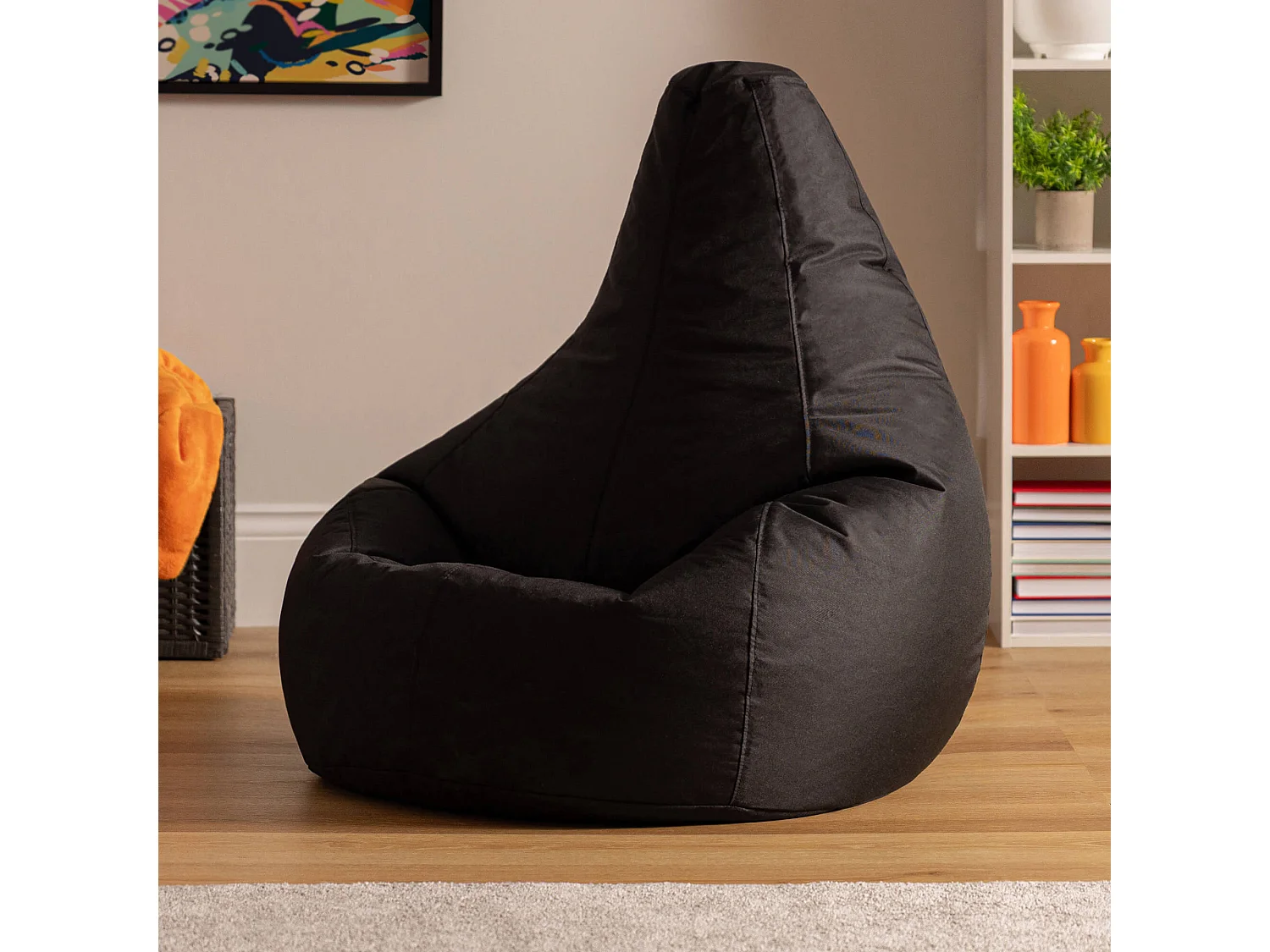 Pouf inclinable à dossier haut pour usage intérieur et extérieur noir - DALTON