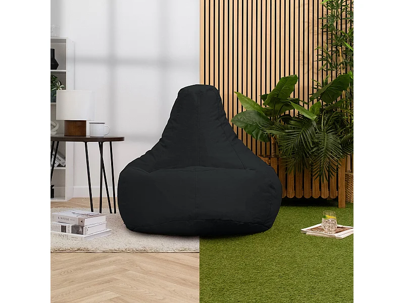 Pouf inclinable à dossier haut pour usage intérieur et extérieur noir - DALTON