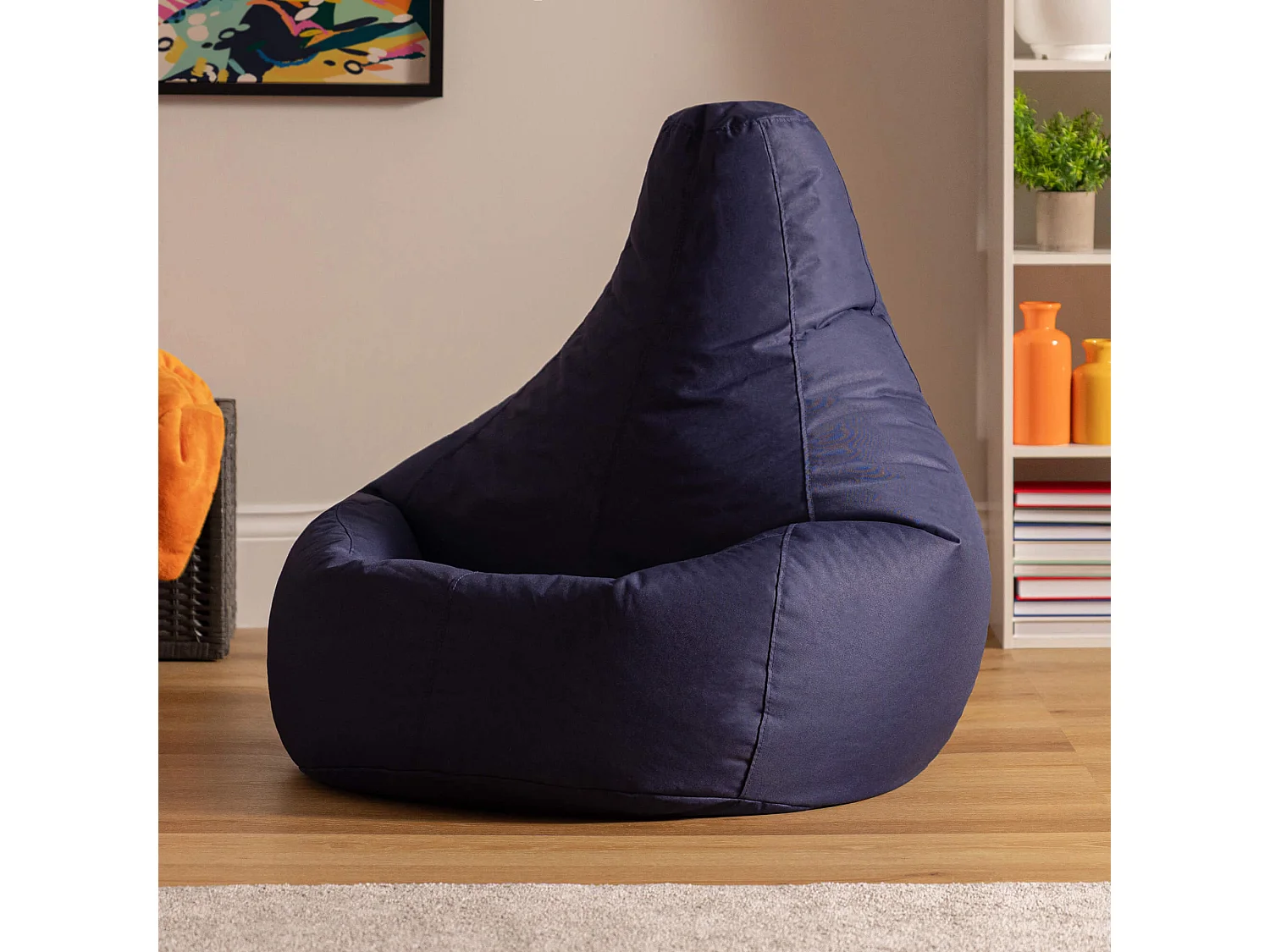 Pouf inclinable à dossier haut pour usage intérieur et extérieur bleu marine - DALTON