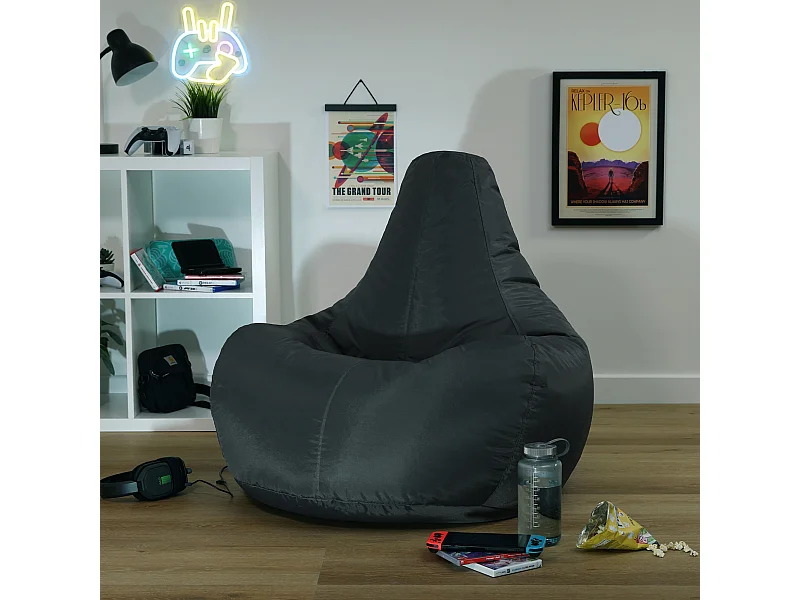 Pouf inclinable à dossier haut pour usage intérieur et extérieur gris anthracite - DALTON