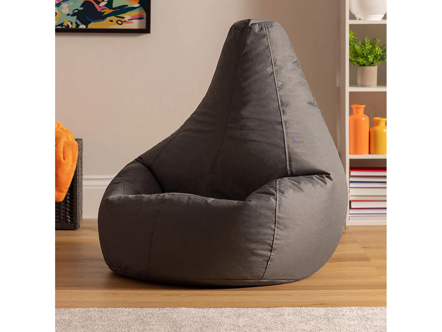 Pouf inclinable à dossier haut pour usage intérieur et extérieur gris anthracite - DALTON