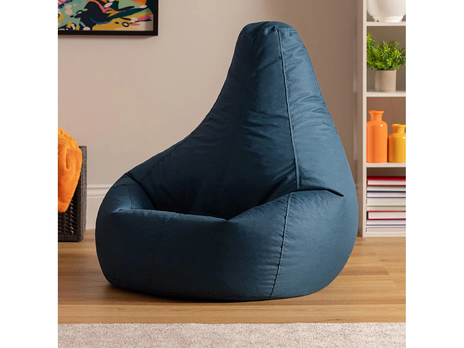 Pouf inclinable à dossier haut pour usage intérieur et extérieur bleu canard