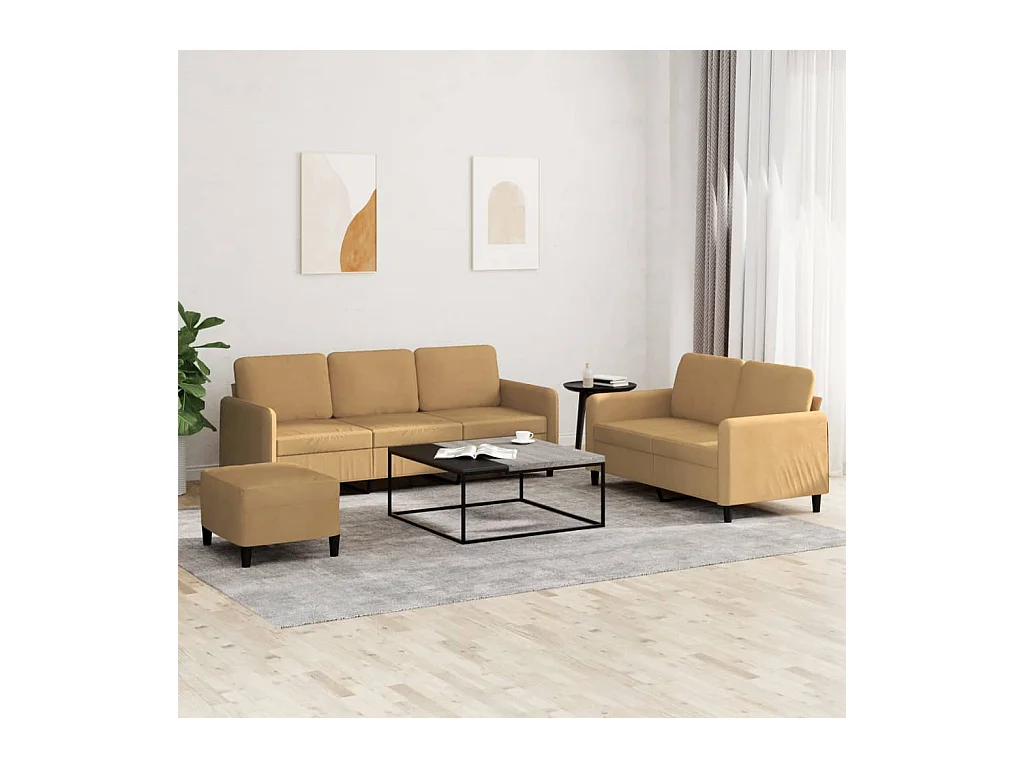 Set di Divani 3 pz Marrone in Velluto